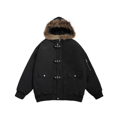 Abrigo de Invierno para Hombre con Cuello de Piel y Cierre de Metal
