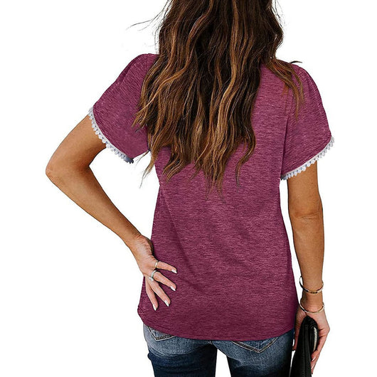 Blusa de Algodón con Escote V y Mangas Pétalo - Corte Holgado y Encaje - Image 18
