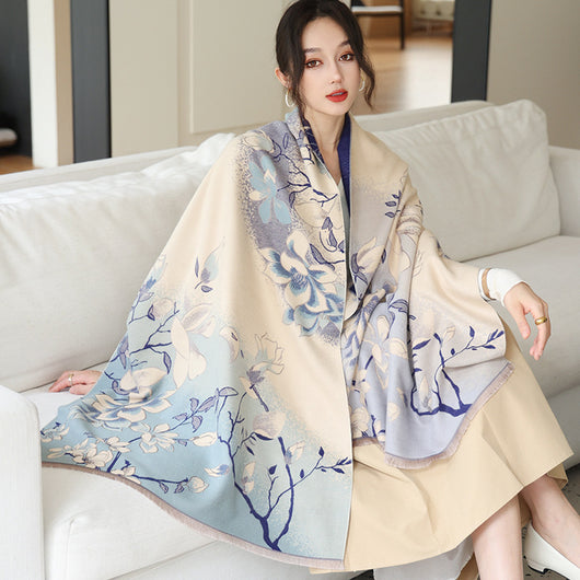 Bufanda de Cachemira Elegante Estilo Nacional Reversible Jacquard Doble Cara - Image 18