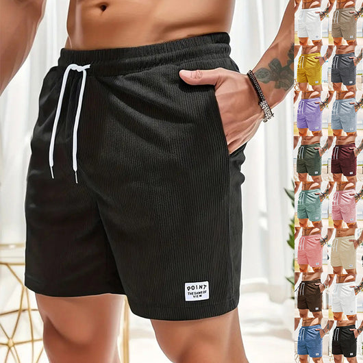 Pantalones Cortos de Verano en Pana con Cordón Ajustable para Hombre