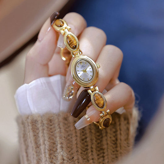 Reloj de Cadena Tigereye Dorado Retro BS Gold - Image 17