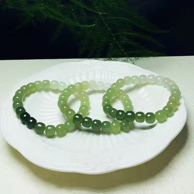 Pulsera de Jade Hetian Natural con Degradado de Agua Cristalina - Image 4