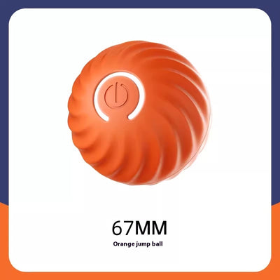 Blue gravitational jumping pet ball with a power button, shown next to an orange replacement shell for the toy. - Image 19