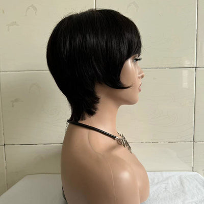 Peluca Corta Recta para Mujer con Cabello Humano Real - Image 4