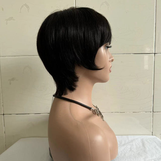 Peluca Corta Recta para Mujer con Cabello Humano Real - Image 4