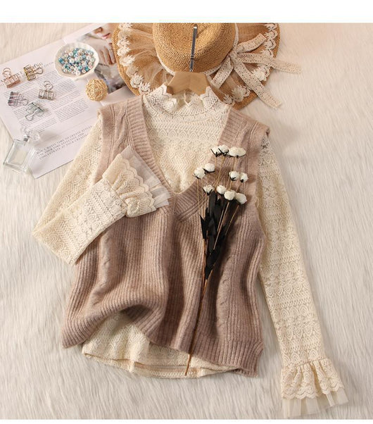 Blusa Cuello Alto con Encaje y Malla Aterciopelada Plus - Image 8