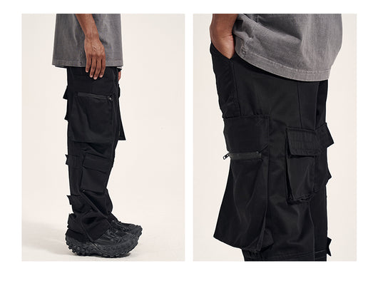Pantalones Casuales Retro para Hombre con Bolsillos Múltiples y Cierre Lateral - Image 19