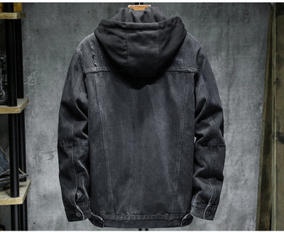 Chaqueta de Mezclilla Hombre Suelta Acolchada con Forro Desmontable - Image 10
