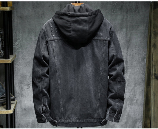 Chaqueta de Mezclilla Hombre Suelta Acolchada con Forro Desmontable - Image 10