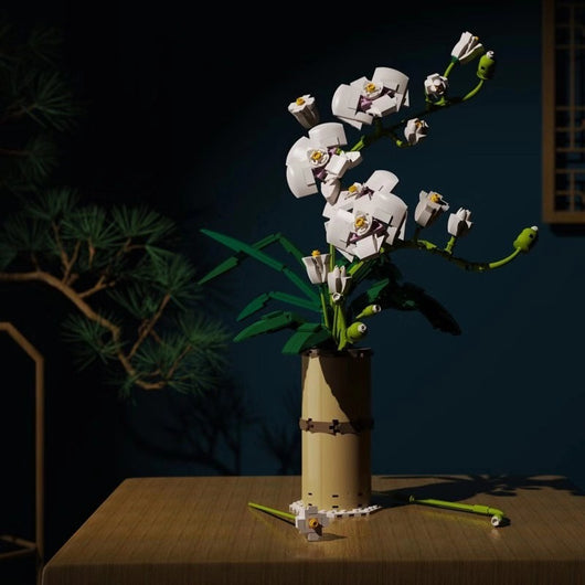 Modelo de Construcción Infantil de Flores Creativas - Decoración Orquídea Phalaenopsis - Image 2