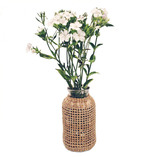 Florero de Vidrio Artesanal con Flores Secas y Pajilla Decorativa - Image 5