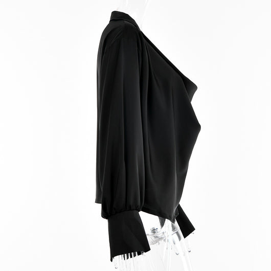 Blusa Suelta para Mujer con Escote Asimétrico Elegante - Image 4