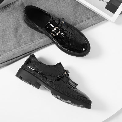 Zapatos de Cuero Charol Estilo Británico con Suela Gruesa para Mujer - Image 15