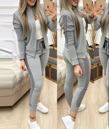 Traje Casual Cuadros Gris con Costuras Europeas y Americanas - Image 6