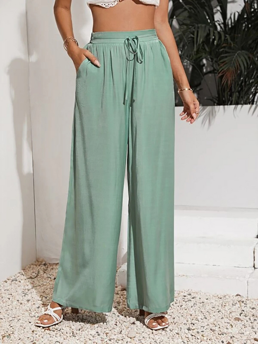 Pantalones Anchos de Talle Alto con Cintura Elástica Ajustable - Image 19