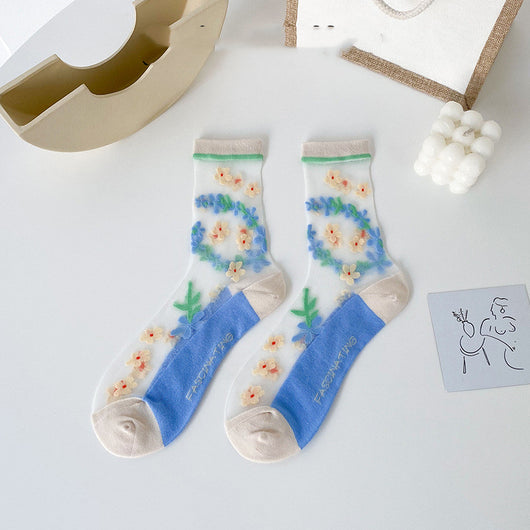Calcetines de Flores para Mujer en Seda de Vidrio Transpirable - Image 14