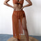 Conjunto de Bikini de Tres Piezas con Falda de Malla