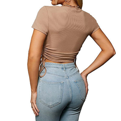 Top de Verano para Mujer Cuello Redondo Manga Corta Ombliguero - Image 14