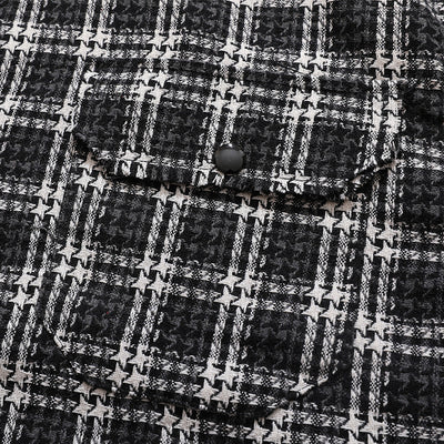Camisa de Cuadros Hombre con Bordado de Letras - Manga Larga Suelta Estilo Urbano Otoño - Image 4