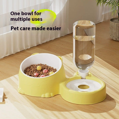Comedero Automático Doble para Mascotas en Acero Inoxidable y Cerámica