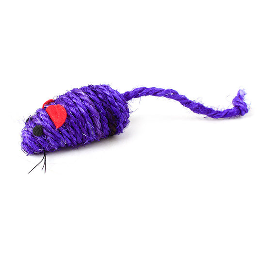 Five colorful sisal cat toy mice with red ears, black eyes, and some with vibrant feather tails. - Image 10