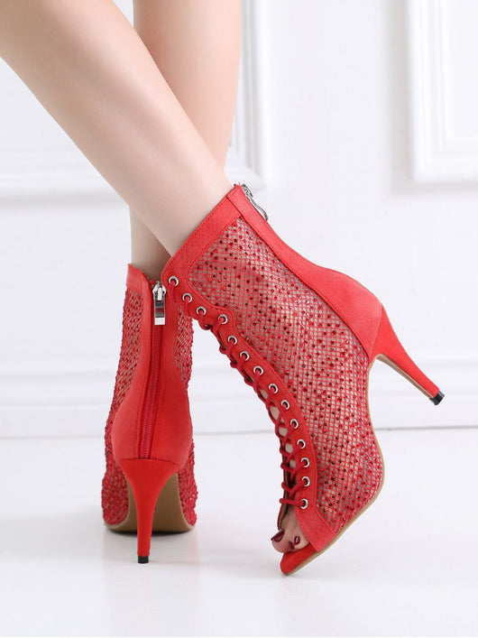 Tacones Altos Hueco Rojo para Baile Latino de Verano - Image 6