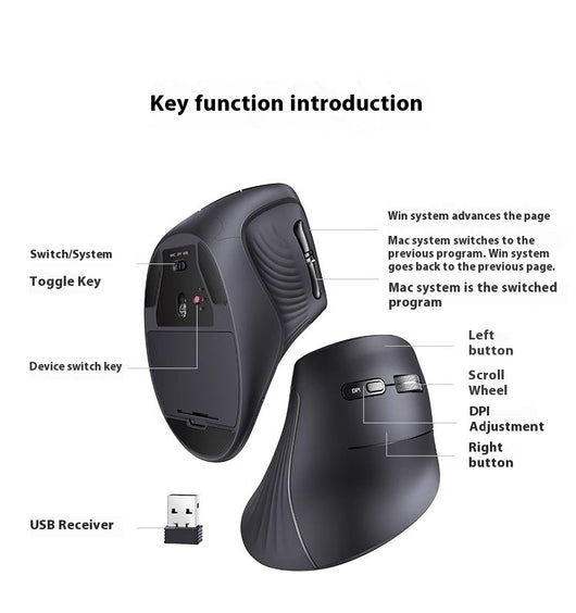 Ratón Vertical Inalámbrico Bluetooth con Modo Silencioso Dual - Image 9