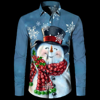 Camisa Hawaiana Navideña 3D Digital Hombre Talla Grande Casual Retro - Image 4