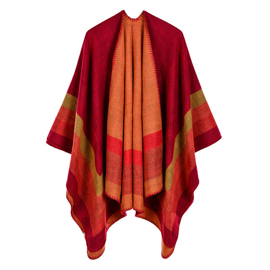 Poncho Cachemir de Marco Amplio con Abertura Frontal - Image 14