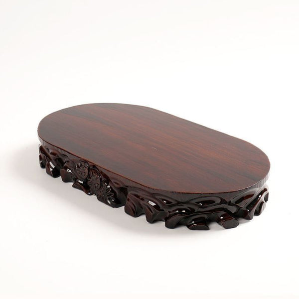 Estante de Madera Maciza con Base de Piedra Ornamental para Plantas