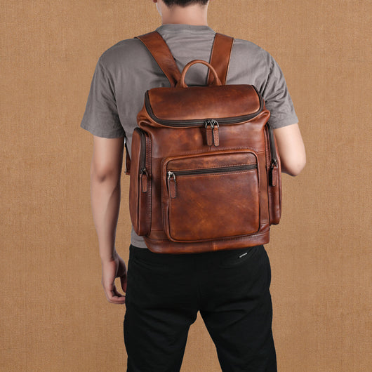 Mochila de Cuero Genuino Doble Capa para Hombre - Ideal para Viajes y Aventuras - Image 2