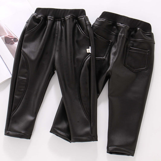 Pantalones de Cuero y Algodón para Niños - Otoño e Invierno - Image 2