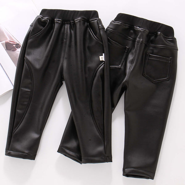 Pantalones de Cuero y Algodón para Niños - Otoño e Invierno
