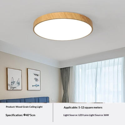 Lámpara de Techo LED Minimalista Estilo Chino Contemporáneo con Textura de Madera - Image 7