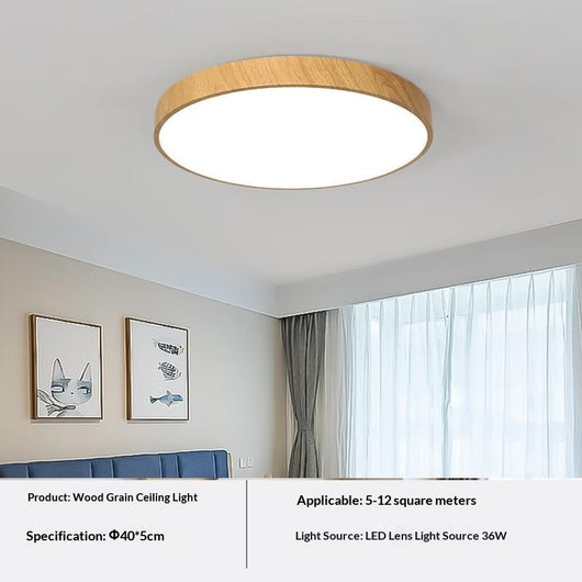 Lámpara de Techo LED Minimalista Estilo Chino Contemporáneo con Textura de Madera - Image 7