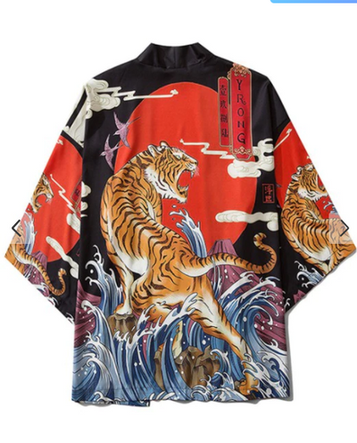 Kimono Ukiyo-e Estampado Tigre - Bata Tradicional Japonesa - Image 4