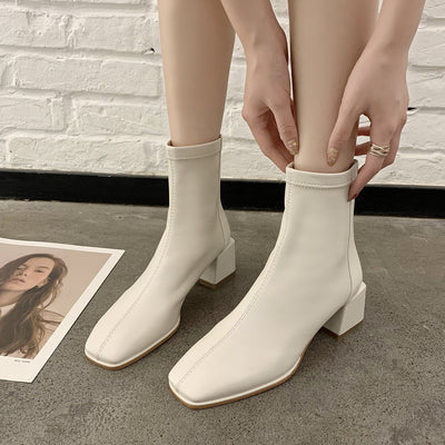 Botas Martin de Invierno con Forro Cálido - Estilo Coreano Cuadrado - Image 3