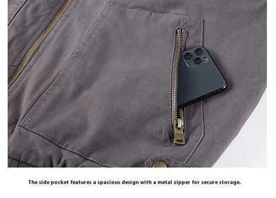 Chaqueta de Algodón Lavado con Forro Polar para Hombre - Resistente al Viento - Image 16