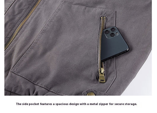 Chaqueta de Algodón Lavado con Forro Polar para Hombre - Resistente al Viento - Image 16