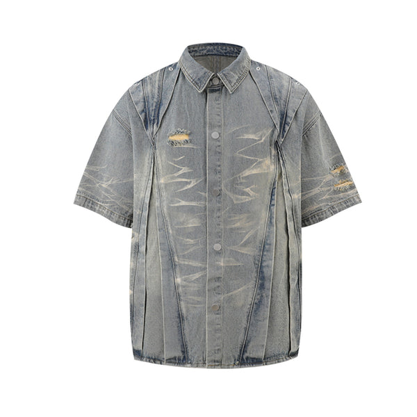 Conjunto de Camisa Vaquera Workwear Desgastada con Estilo Urbano