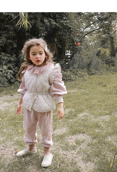 Suéter Infantil Niña Estilo Occidental con Encaje Suelto Manga Larga - Image 11