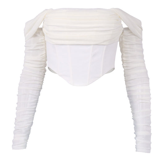 Blusa Cropped Transparente con Escote de Malla y Espina de Pescado - Image 10