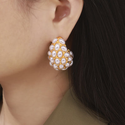 Aretes Retro Vintage con Perla Artificial Incrustada - Diseño Gota Europeo - Image 3
