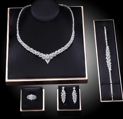 Conjunto de Joyería Nupcial con Circón Cobre: Collar y Aretes - Image 2