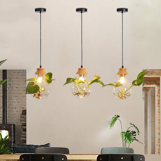 Lámpara Acuario de Cristal para Sala - Decoración Moderna con Plantas Acuáticas