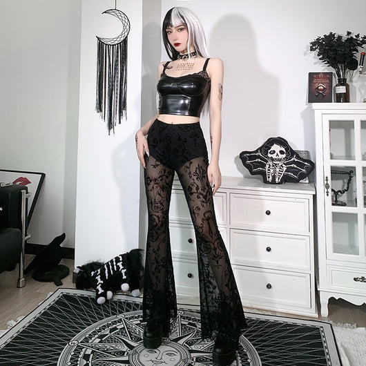 Pantalones Boho Transparentes Acampanados para Mujer - Image 14