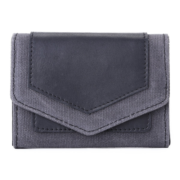 Cartera Minimalista de Cuero Vegetal y Lona Encerada