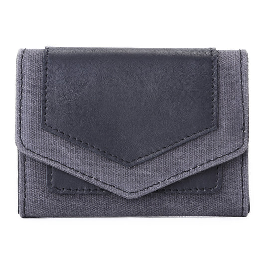 Cartera Minimalista de Cuero Vegetal y Lona Encerada - Image 2