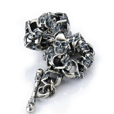 Pulsera Calavera Doble Cara Plata Sterling S925 Estilo Hip Hop - Image 6