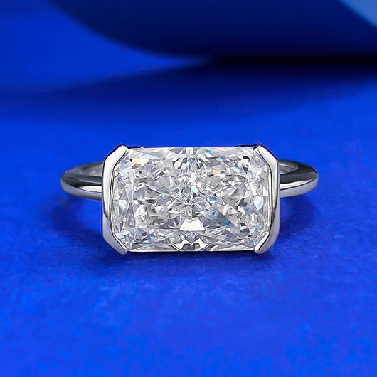 Anillo de Plata 925 con Corte de Hielo Floral Rectangular 7-11mm - Image 6